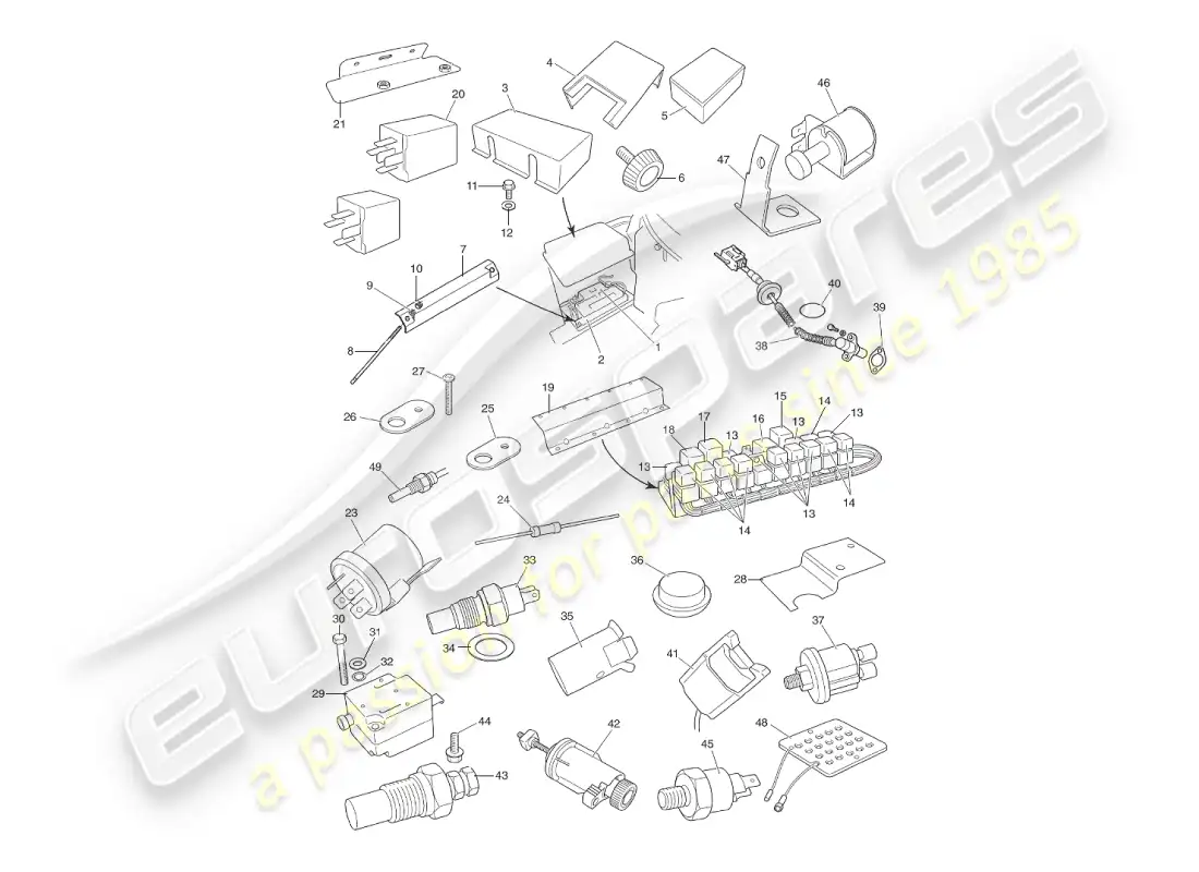 aston martin v8 virage (1999) components & wiring parts diagram