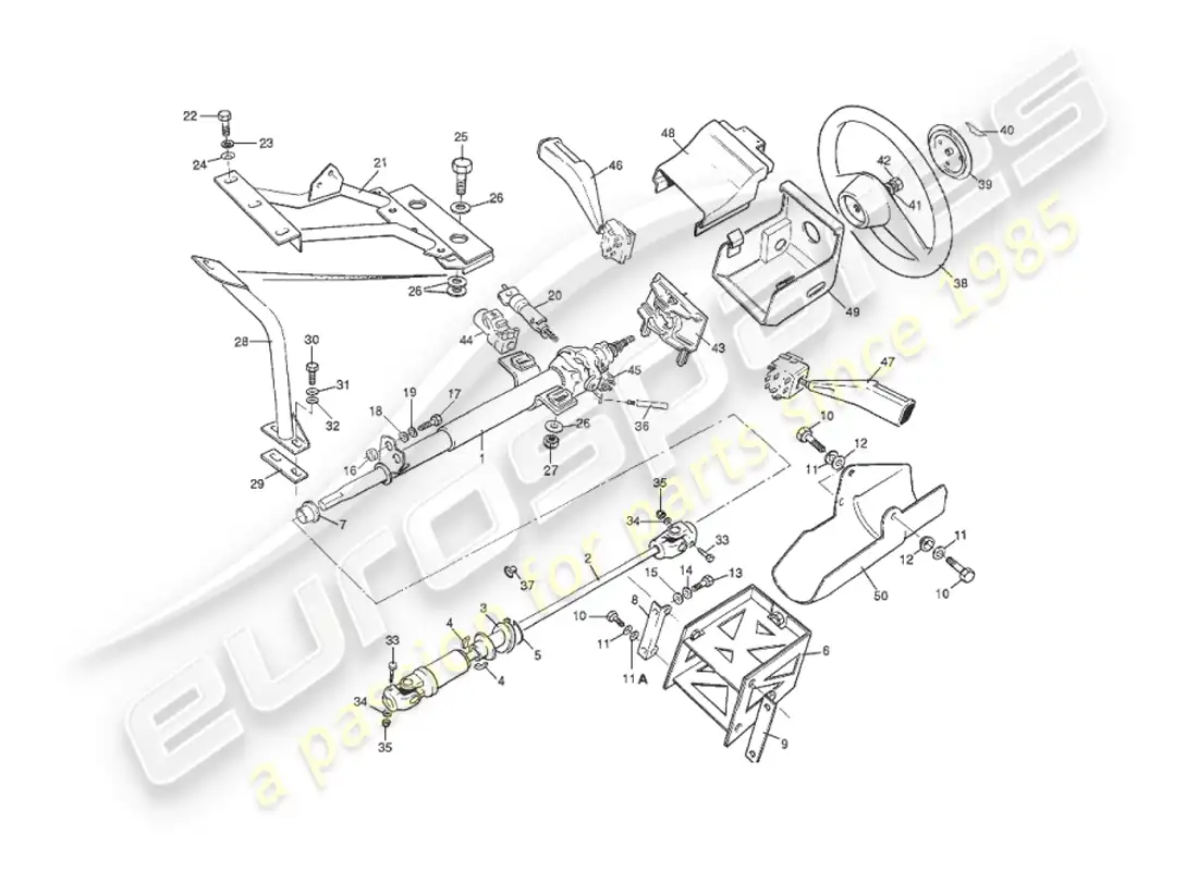 aston martin v8 virage (1999) steering column parts diagram