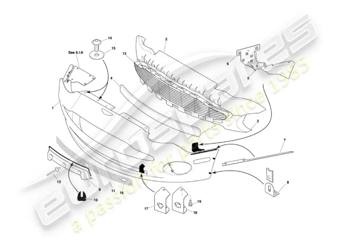 aston martin vanquish (2007) front bumper & apron parts diagram