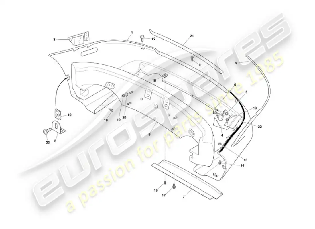 aston martin vanquish (2007) rear bumper parts diagram