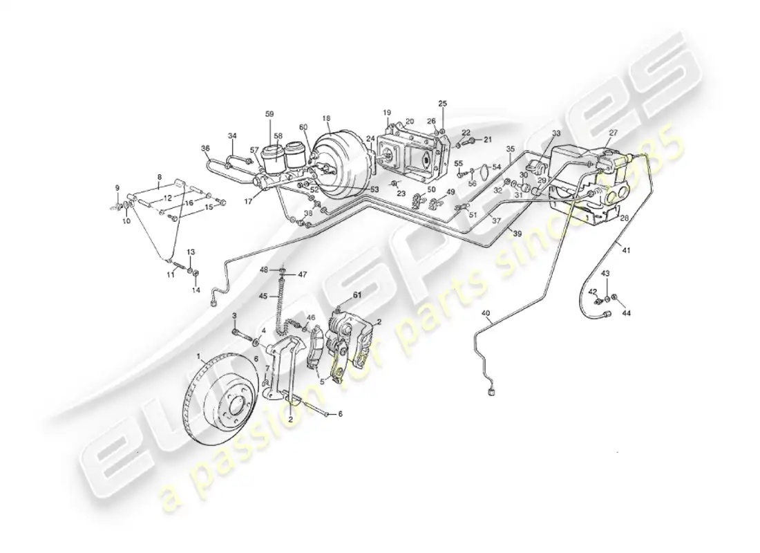aston martin v8 virage (2000) front brakes, volante only parts diagram