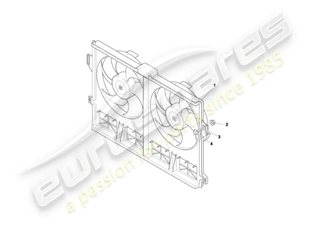 aston martin vanquish (2005) cooling fan cowling parts diagram