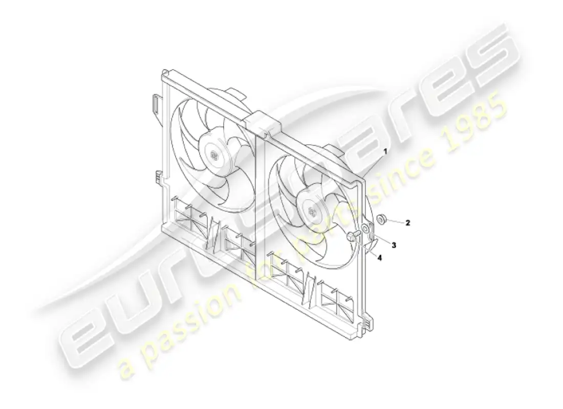 aston martin vanquish (2006) cooling fan cowling parts diagram