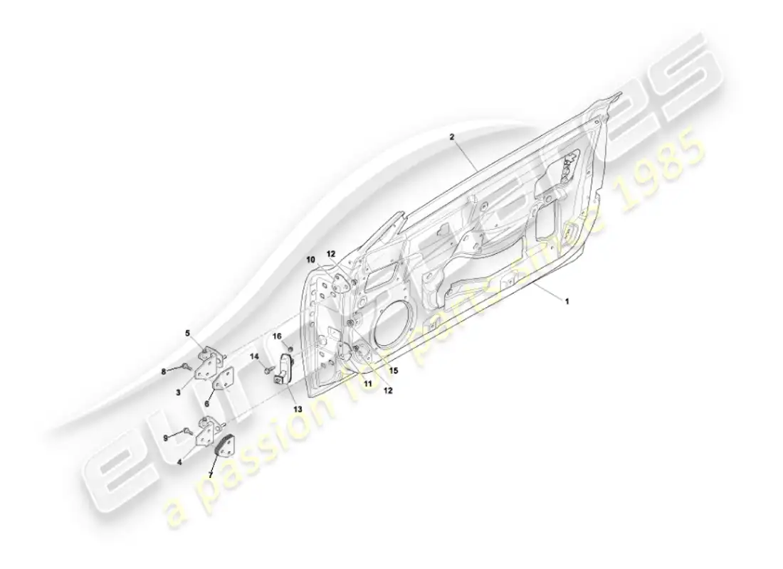 aston martin vanquish (2005) doors parts diagram