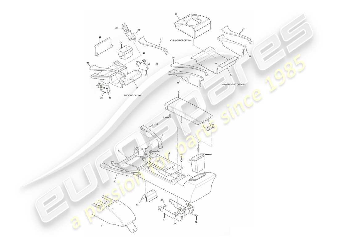 aston martin vanquish (2006) centre console & trim, vin 501949 on part diagram