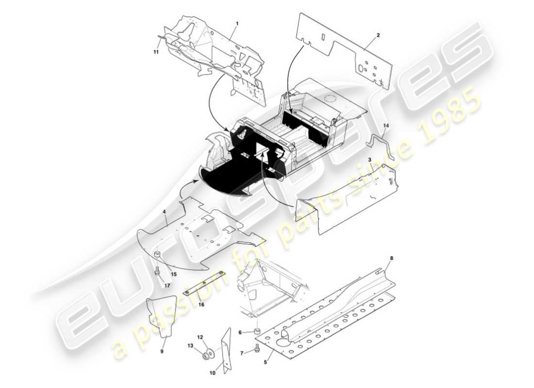 aston martin vanquish (2007) heat deflectors & shields part diagram