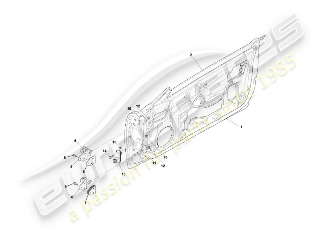 aston martin vanquish (2002) doors parts diagram