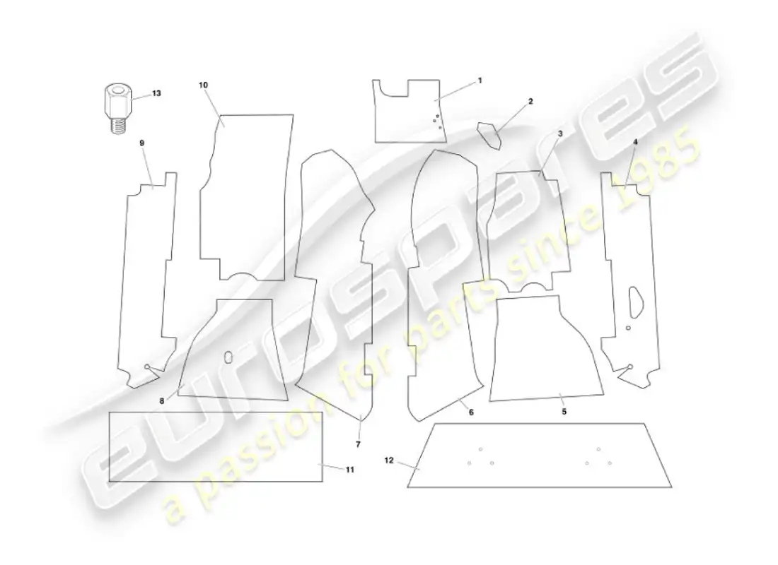aston martin vanquish (2007) carpets parts diagram