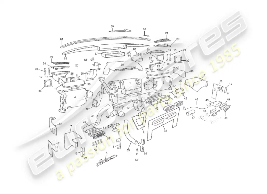 aston martin v8 virage (1999) interior installation parts diagram