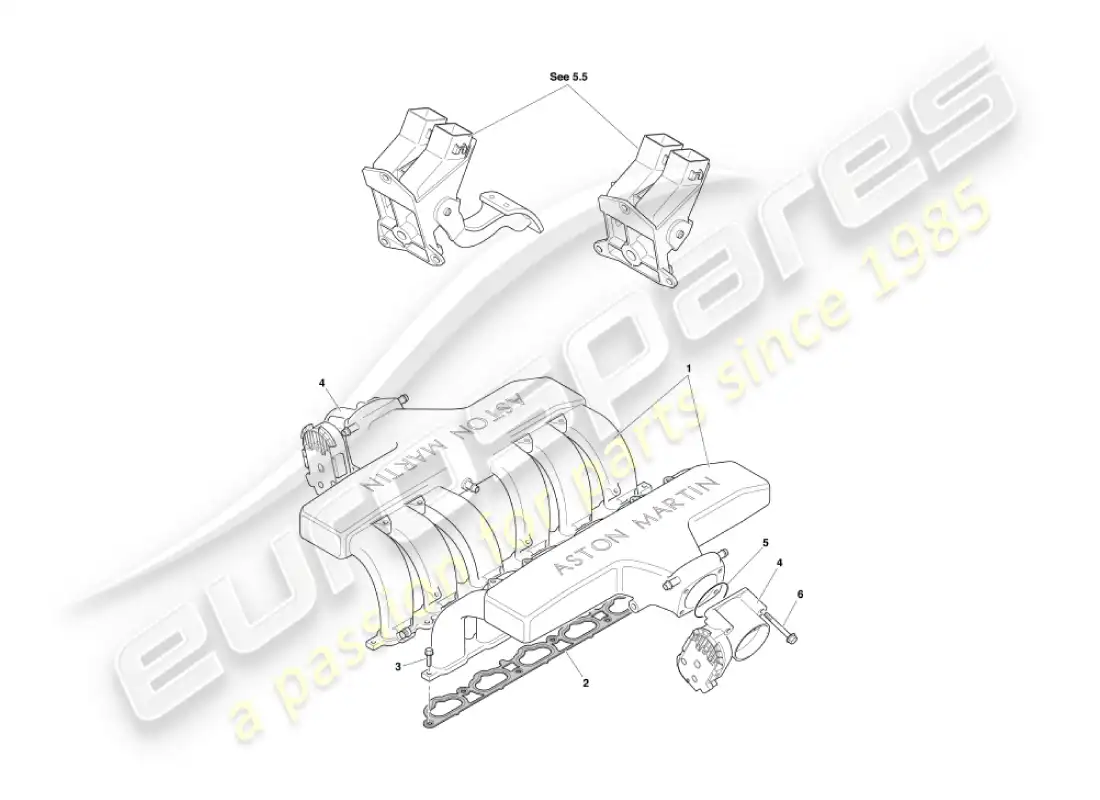aston martin vanquish (2006) intake manifolds & throttles parts diagram