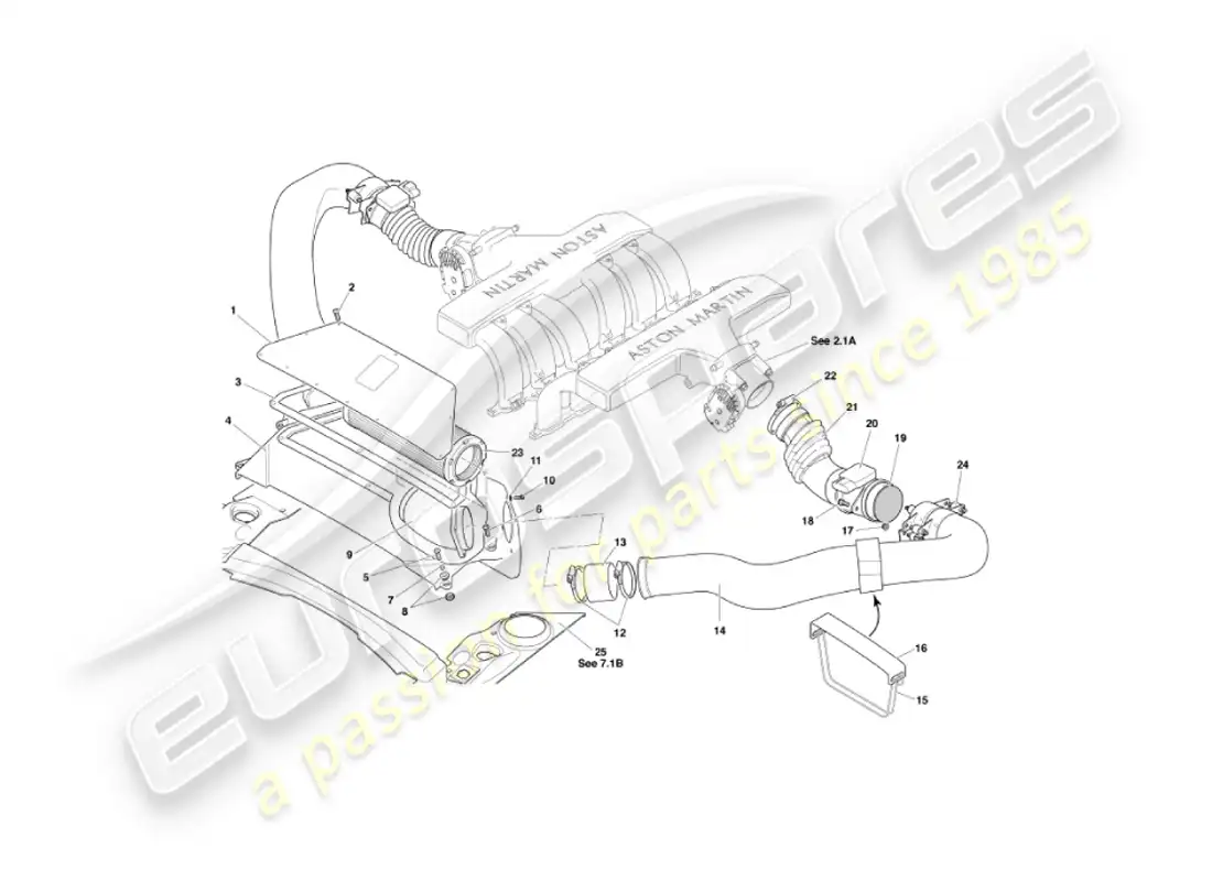 aston martin vanquish (2006) air filters & maf sensors parts diagram