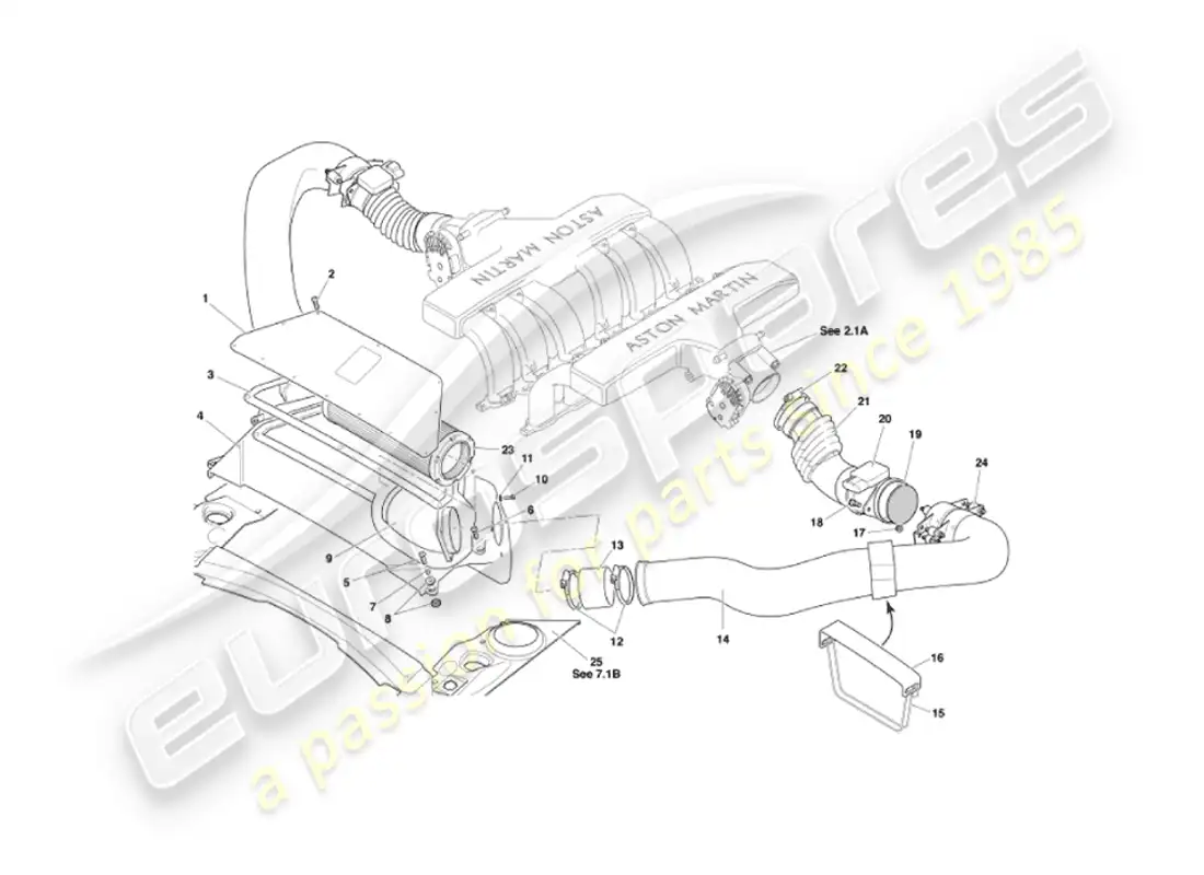 aston martin vanquish (2005) air filters & maf sensors parts diagram
