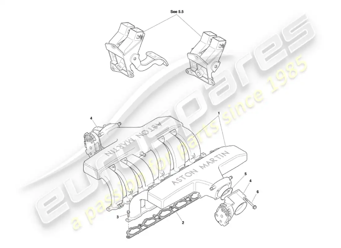aston martin vanquish (2002) intake manifolds & throttles parts diagram
