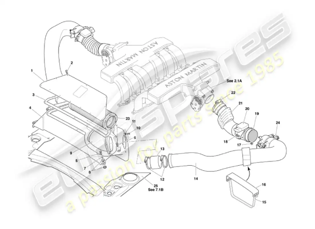 aston martin vanquish (2002) air filters & maf sensors parts diagram