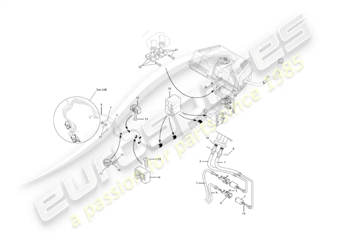 aston martin vanquish (2007) fuel pipes parts diagram