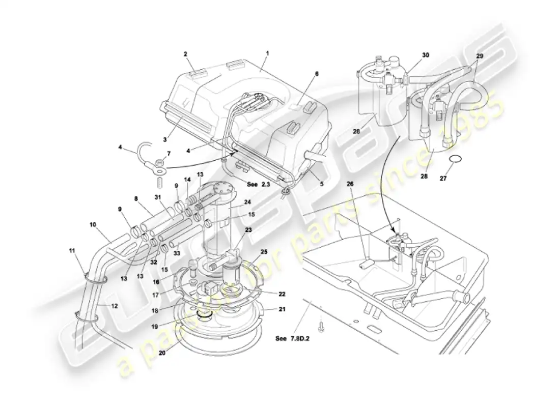 aston martin vanquish (2007) fuel tank parts diagram