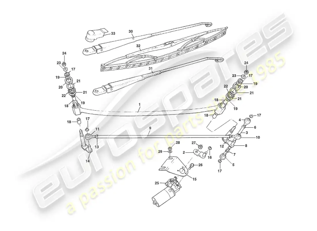 aston martin v8 virage (1999) windscreen wipers parts diagram