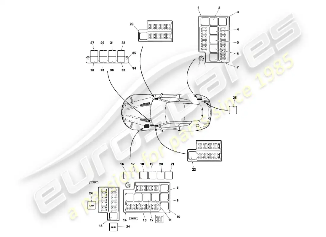 aston martin vanquish (2007) relays parts diagram