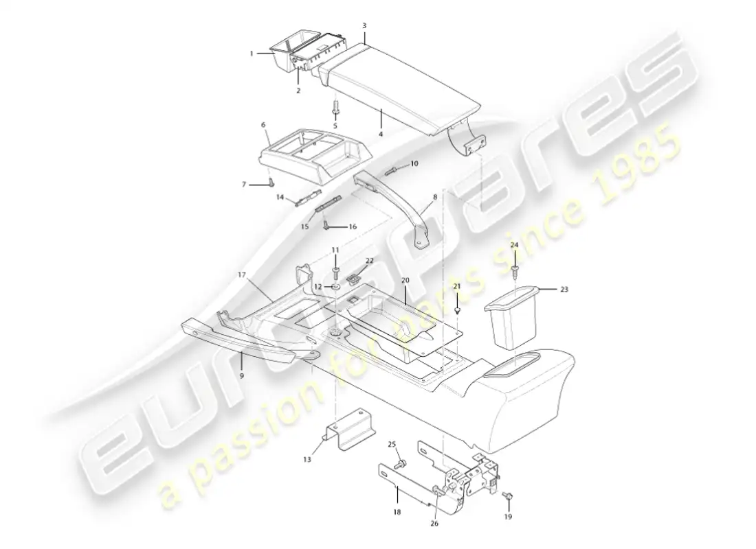 aston martin vanquish (2007) centre console & trim, to vin 501948 parts diagram