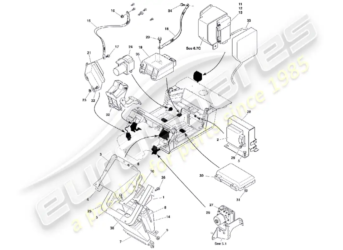 aston martin vanquish (2001) electronic control modules parts diagram