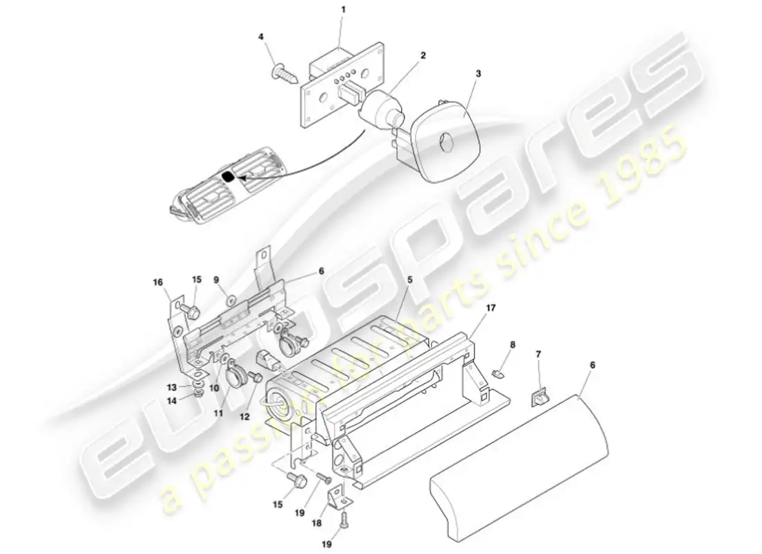 aston martin vanquish (2001) fascia & trim parts diagram