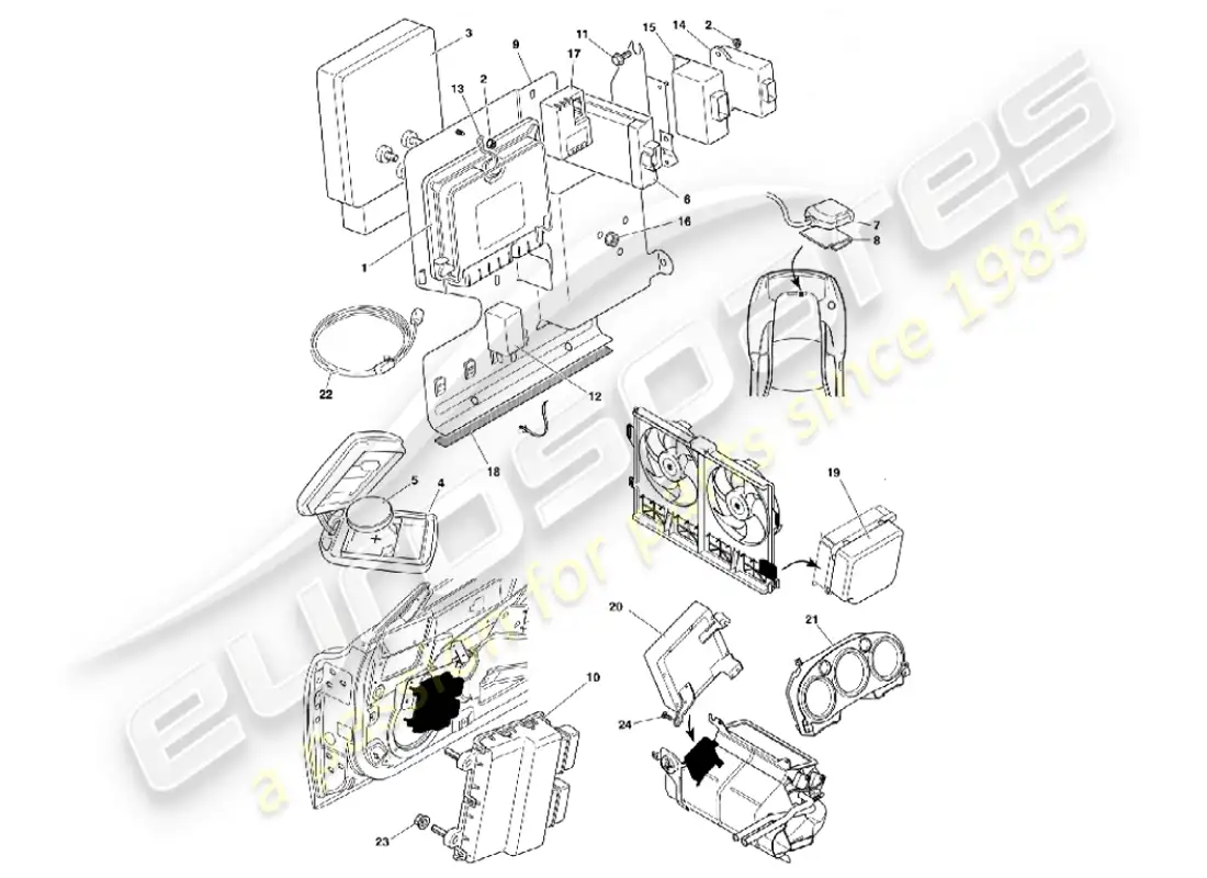 aston martin vanquish (2001) electronic control modules parts diagram