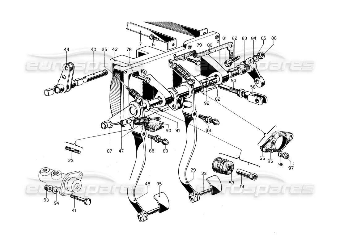ferrari 275 gtb/gts 2 cam pedal box - left hand drive models parts diagram