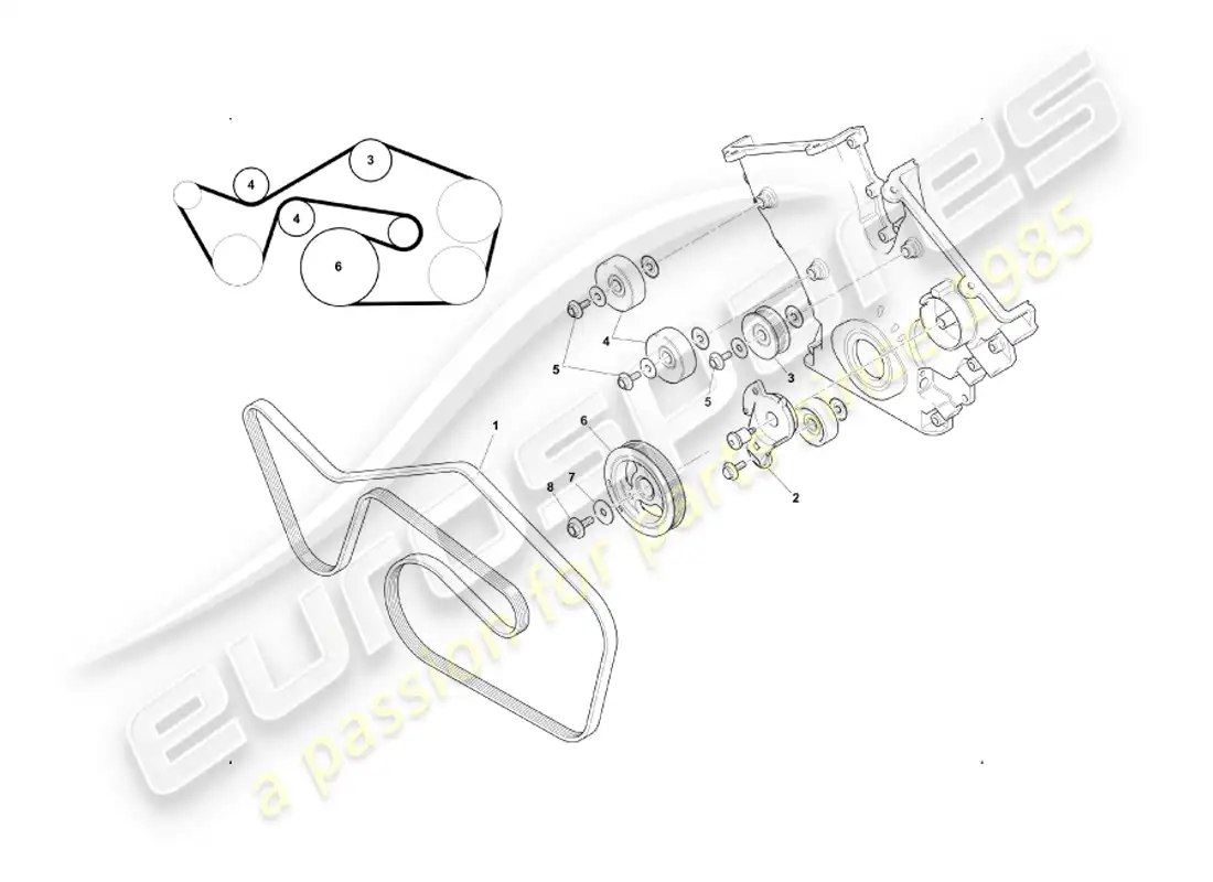 aston martin db7 vantage (1999) belts & chains part diagram