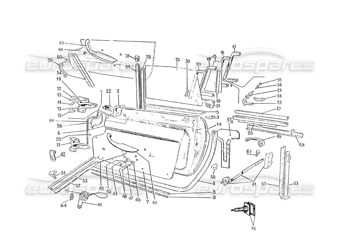 ferrari 275 (pininfarina coachwork) doors group parts diagram