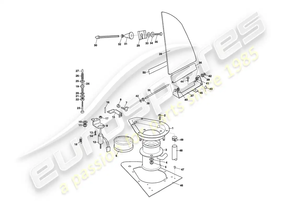 aston martin v8 coupe (2000) fuel filler flaps parts diagram