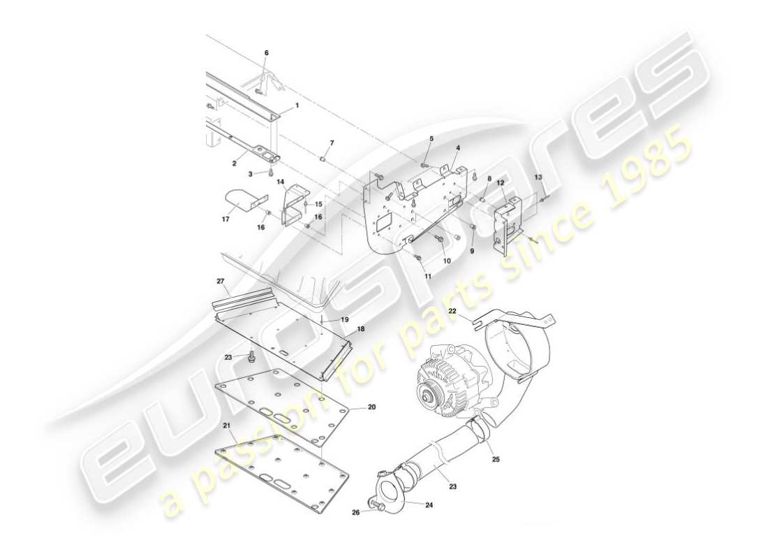 aston martin vanquish (2006) heat deflectors & shields part diagram