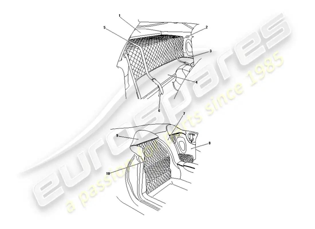 aston martin db7 vantage (1999) zagato & dbar1 rear trim part diagram