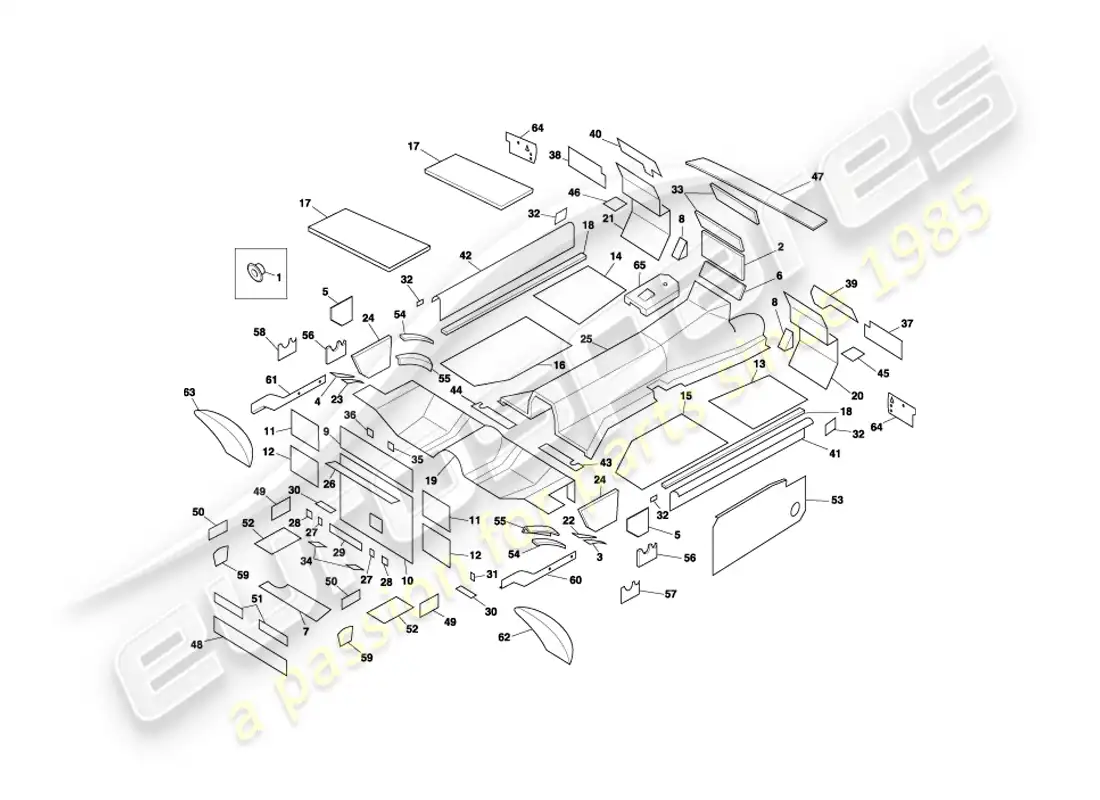 aston martin db7 vantage (1999) coupe sound deadening part diagram