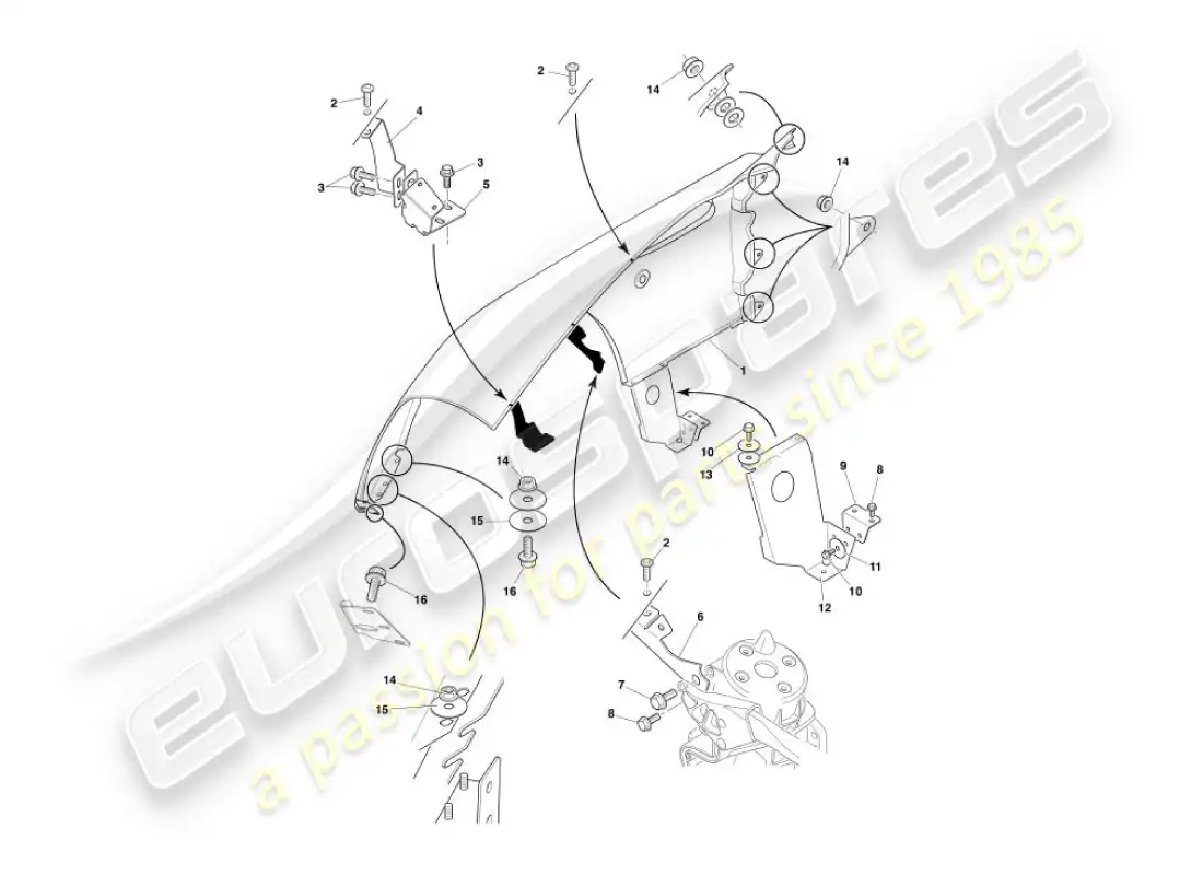 aston martin vanquish (2005) front wings parts diagram