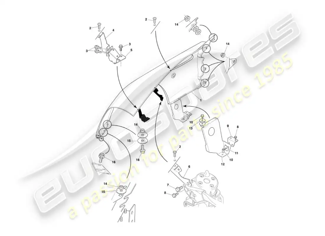 aston martin vanquish (2003) front wings parts diagram