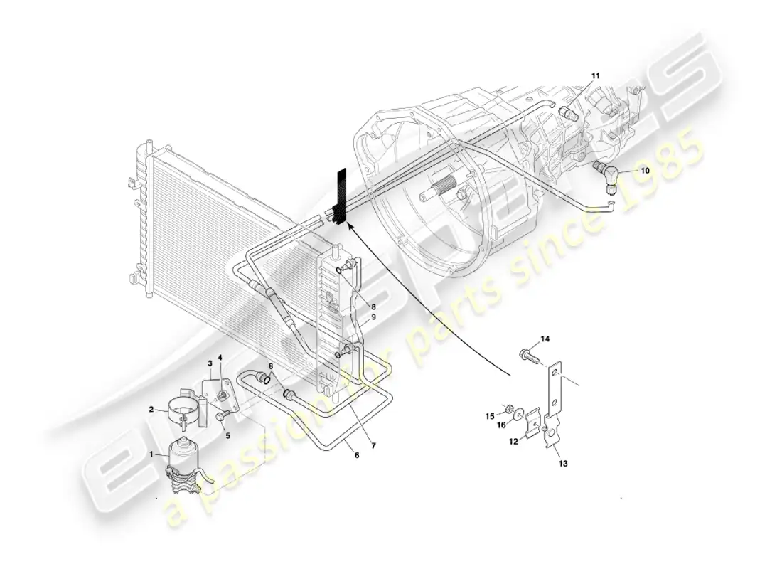 aston martin db7 vantage (1999) manual transmission, gearbox cooling part diagram
