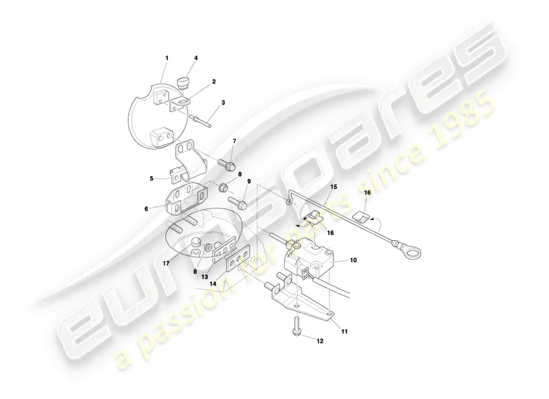 aston martin db7 vantage (1999) fuel flap mechanism part diagram