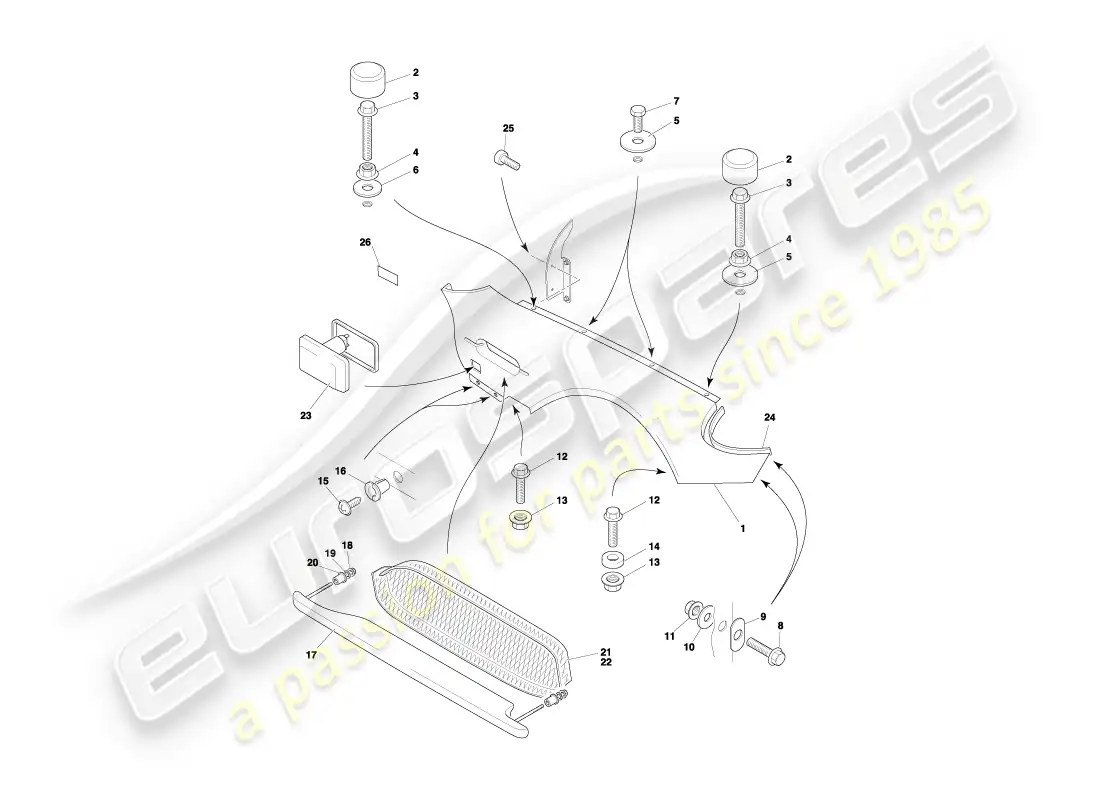 aston martin db7 vantage (1999) front wings part diagram