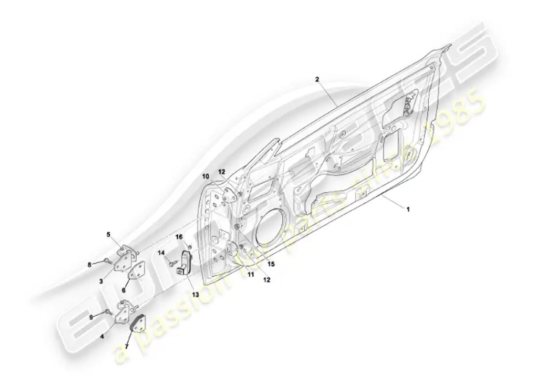 aston martin vanquish (2007) doors parts diagram
