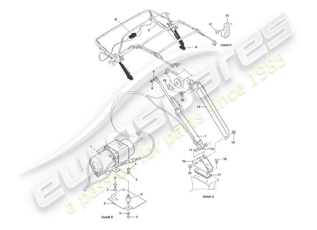 a part diagram from the aston martin v8 virage parts catalogue