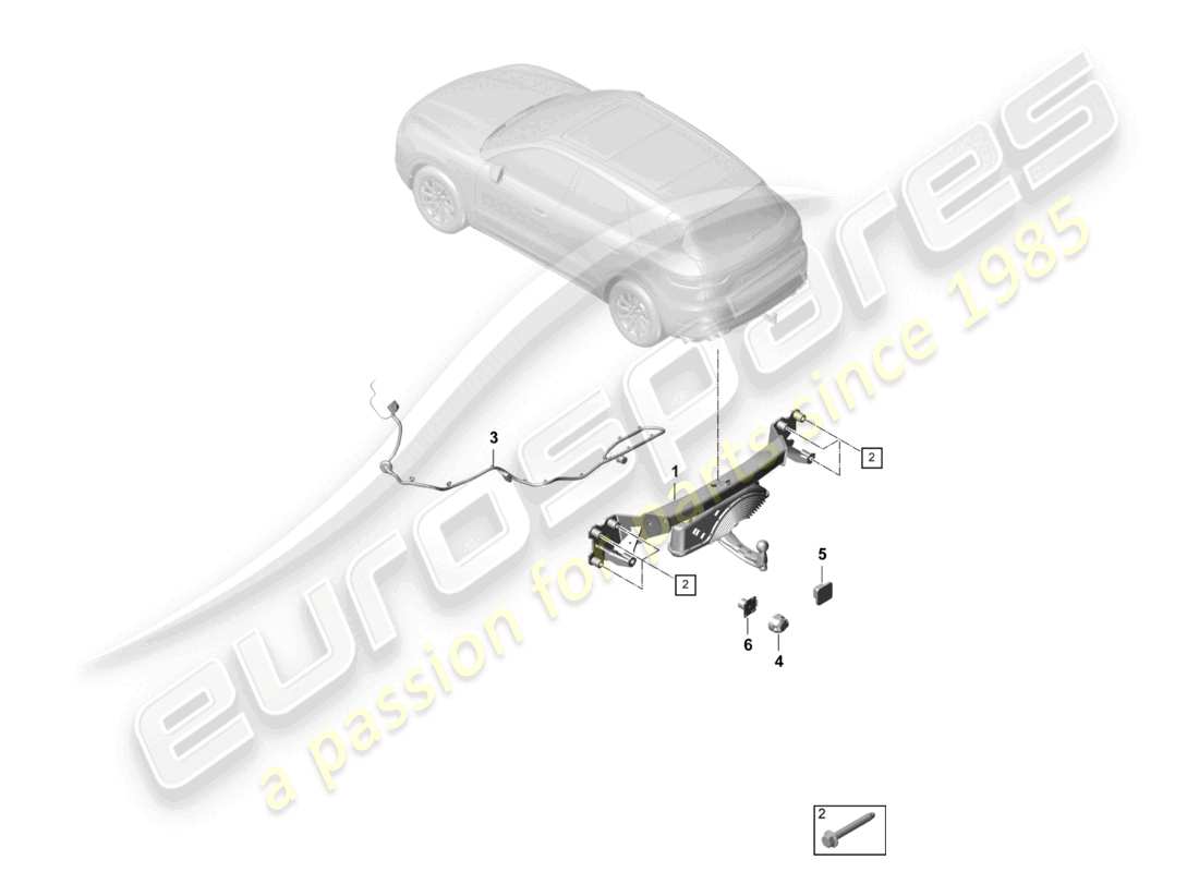porsche 2022 (cayenne e3 9ya/9yb) tow hitch part diagram