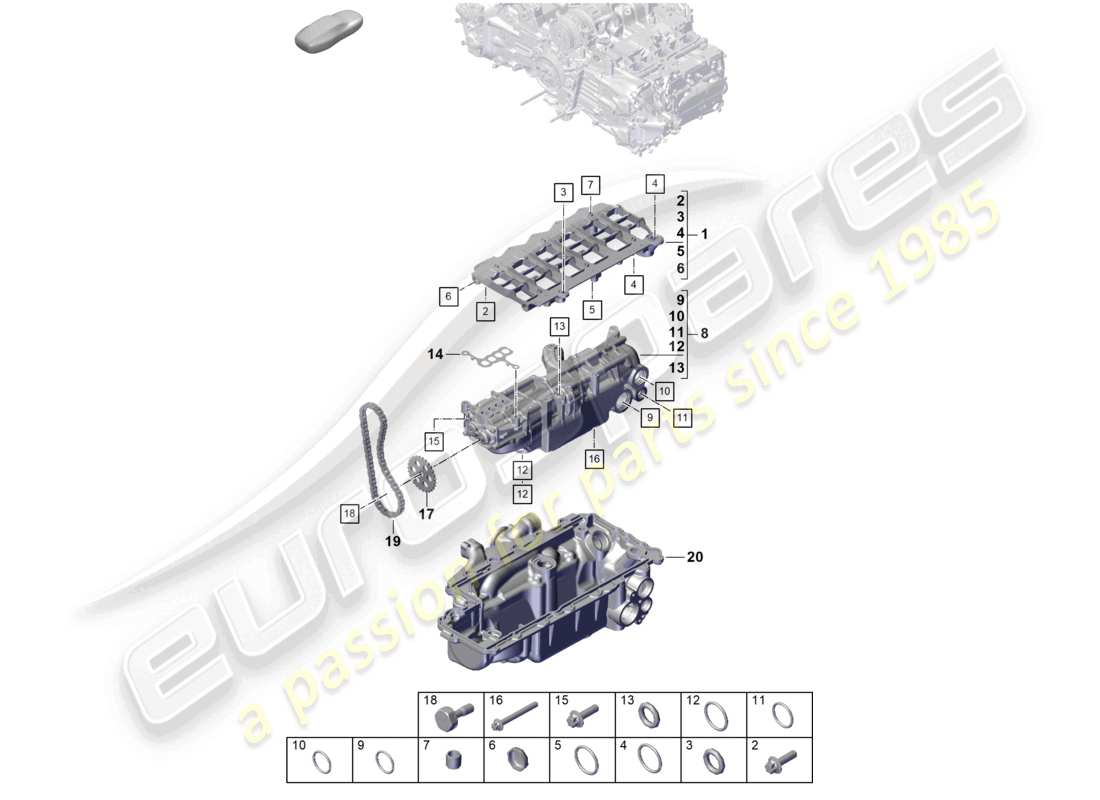 a part diagram from the Porsche 2021 (992-1 GT3/RS/ST) parts catalogue