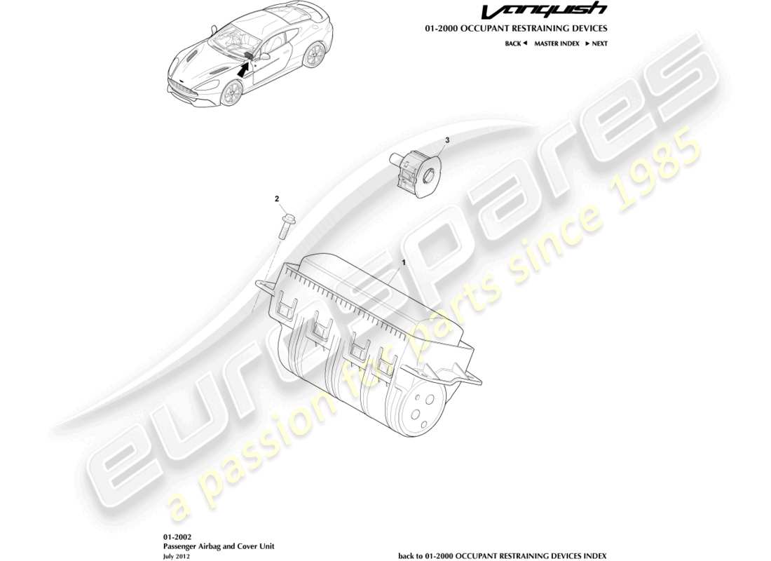 a part diagram from the aston martin vanquish parts catalogue