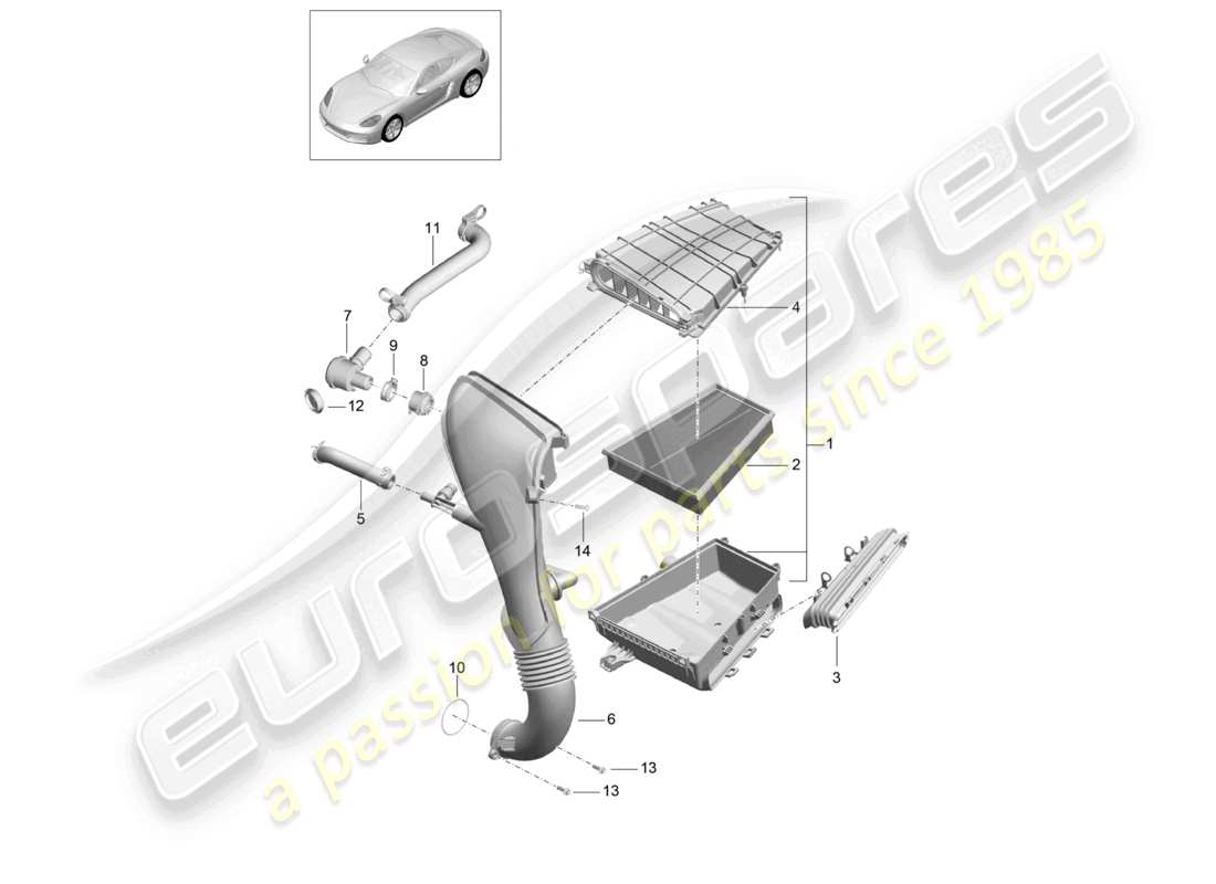 VIEW PARTS DIAGRAMS FROM THE PORSCHE CAYMAN PARTS CATALOGUE a part diagram from the porsche cayman parts catalogue