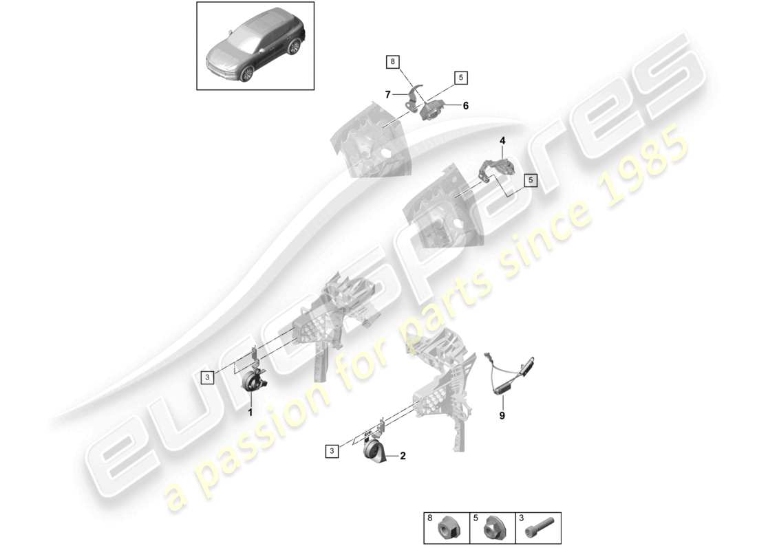 VIEW PARTS DIAGRAMS FROM THE PORSCHE CAYENNE PARTS CATALOGUE a part diagram from the porsche cayenne parts catalogue