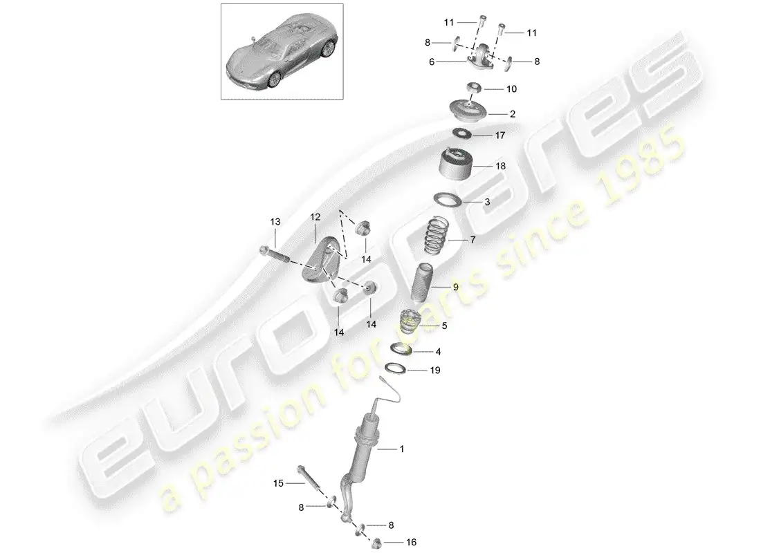a part diagram from the porsche 918 spyder parts catalogue