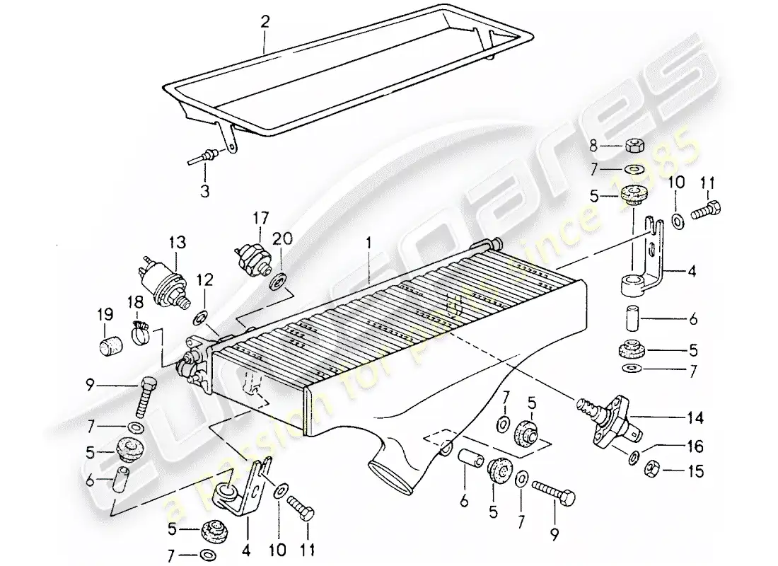 porsche 1994 (964) charge air cooler parts diagram
