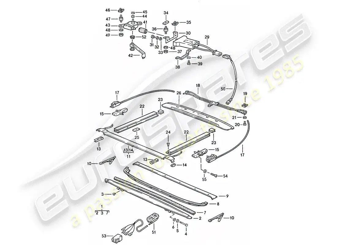 porsche 1986 (928) sunroof - fasteners parts diagram