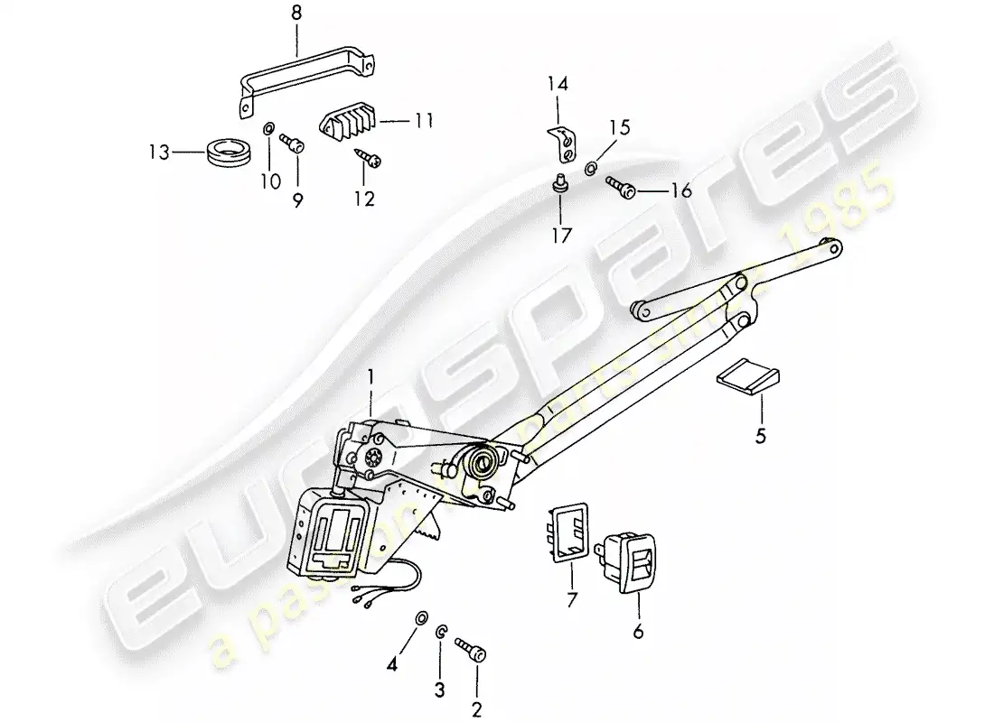 porsche 1968 (911/912) window regulator - electric parts diagram