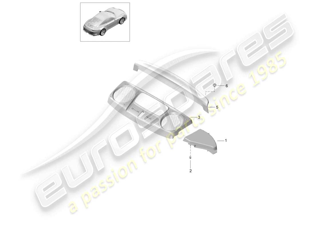 porsche 2021 (991-2 r/gt3/rs) trim engine bay part diagram